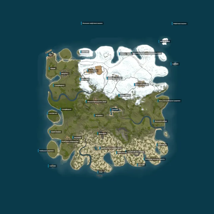Map of MRAZ RUST [ X5/X10 | NOLIMIT | LOOT+ | KITS ] 27.10